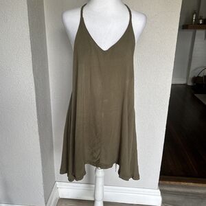 Lovely Girl Olive Green Braided Racer Back Rayon  Coverup Dress Size Small